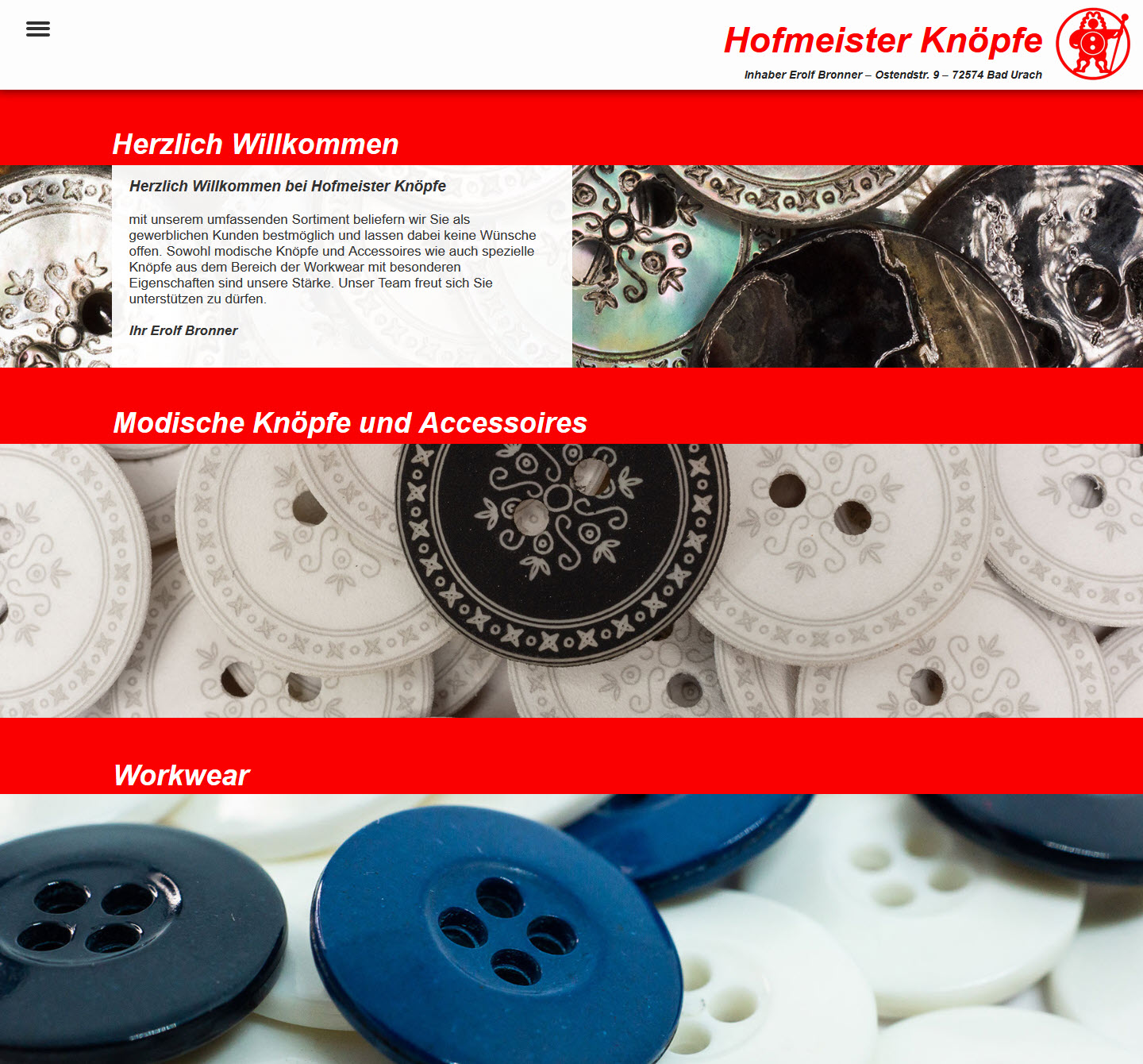Hofmeister Knöpfe Webseite